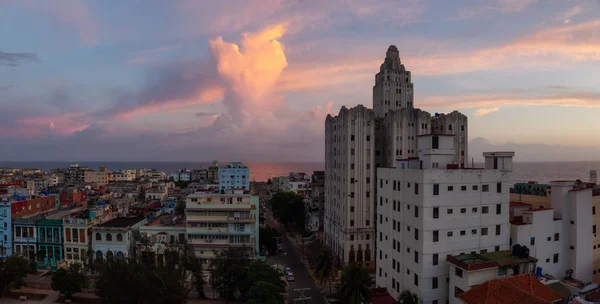 Воздушный Панорамный Вид Жилой Район Гаване Столице Кубы Время Красочного — стоковое фото
