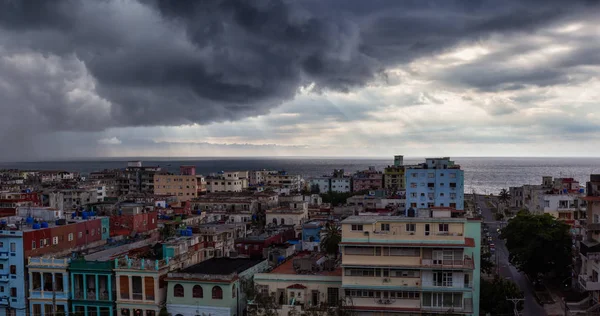 Aerial Panoramic View Havana City Capital Cuba Dramatic Storm Cloudy — Stock Photo, Image
