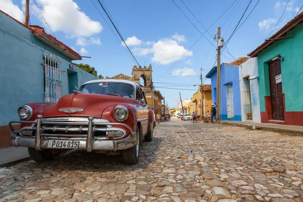 Trinidad Cuba June 2019 View Old Classic American Car Streets — Stock Photo, Image