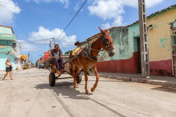 Trinidad Cuba Junho 2019 Carruagem Cavalo Nas Ruas Uma Pequena — Fotografia de Stock