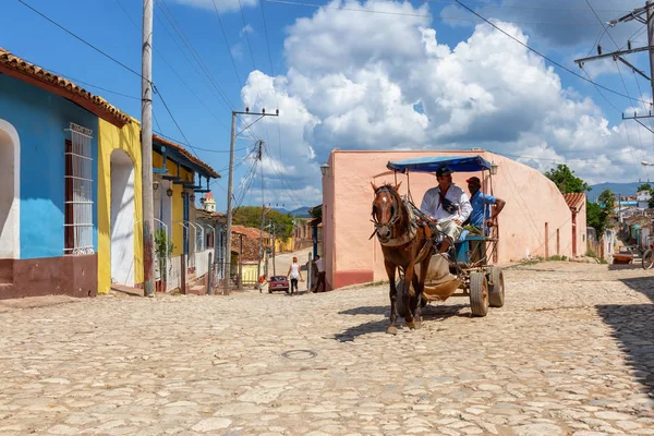 Trinidad Cuba Junio 2019 Transporte Caballos Las Calles Pequeño Pueblo — Foto de Stock