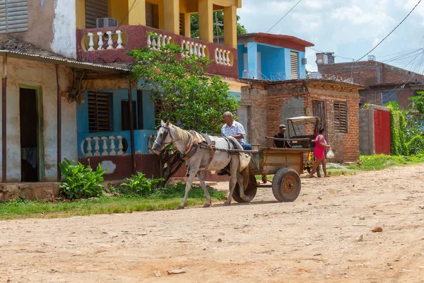 Trinidad Cuba Junio 2019 Transporte Caballos Las Calles Pequeño Pueblo —  Fotos de Stock