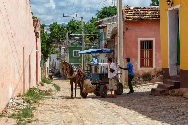 Trynidad Kuba Czerwca 2019 Koń Ulicach Małego Kubańskiego Miasteczka Podczas — Zdjęcie stockowe