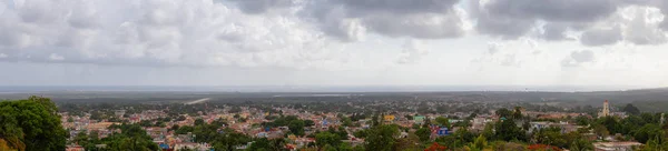 Vista Panorâmica Aérea Uma Pequena Cidade Turística Cubana Durante Pôr — Fotografia de Stock