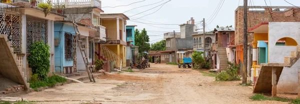 Vue Panoramique Sur Rue Une Petite Ville Cubaine Par Une — Photo