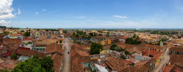 Aerial Panoramic View Small Touristic Cuban Town Sunny Cloudy Summer — Stock Photo, Image