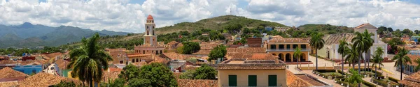 Aerial Panoramic View Small Touristic Cuban Town Sunny Cloudy Summer — Stock Photo, Image