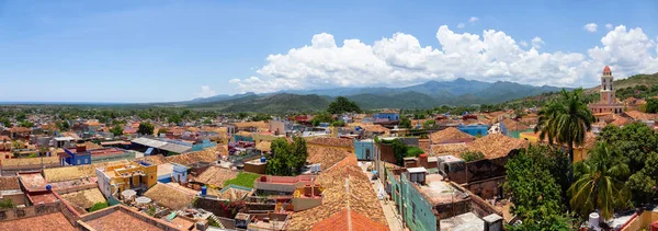 Vista Panorâmica Aérea Uma Pequena Cidade Turística Cubana Durante Dia — Fotografia de Stock