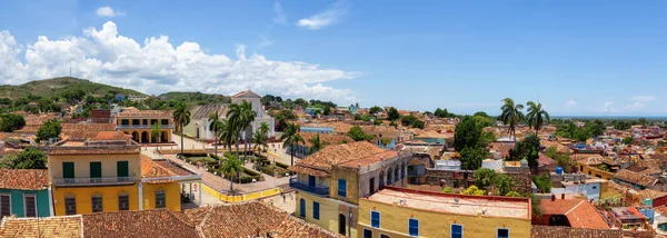 Aerial Panoramic View Small Touristic Cuban Town Sunny Cloudy Summer — Stock Photo, Image