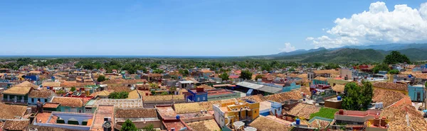 Vista Panorámica Aérea Pequeño Pueblo Turístico Cubano Durante Soleado Nublado —  Fotos de Stock