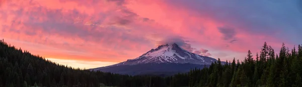 Vacker Panoramautsikt Över Hood Dramatisk Molnig Solnedgång Tagen Från Trillium — Stockfoto