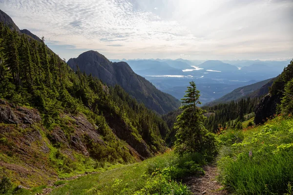 活気に満ちた夏の日のカナダの山の風景の美しい景色 ナナイモ近くのアローズミス山で撮影 バンクーバー島 カナダ — ストック写真