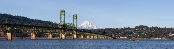 Vacker Panoramautsikt Över Hood River Bridge Går Över Columbia River — Stockfoto