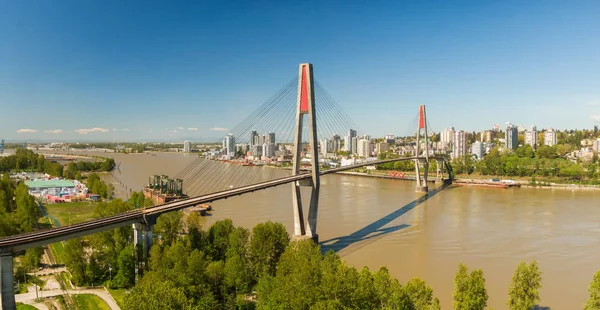 Luftaufnahme Der Skytrain Brücke Über Den Fraser River Aufgenommen Surrey — Stockfoto