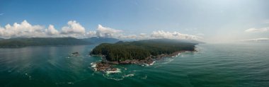 Güneşli bir yaz günü boyunca Güney Vancouver Adası'nda Rocky Pacific Ocean Coast Güzel Hava Panoramik Manzara Görünümü. Victorial ve Port Renfrew, Bc, Kanada arasında çekilen.