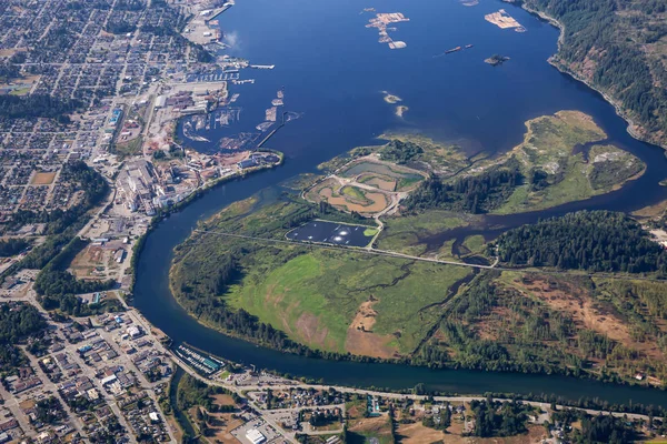 Luchtfoto Van Een Klein Industrieel Stadje Port Alberni Vancouver Island — Stockfoto