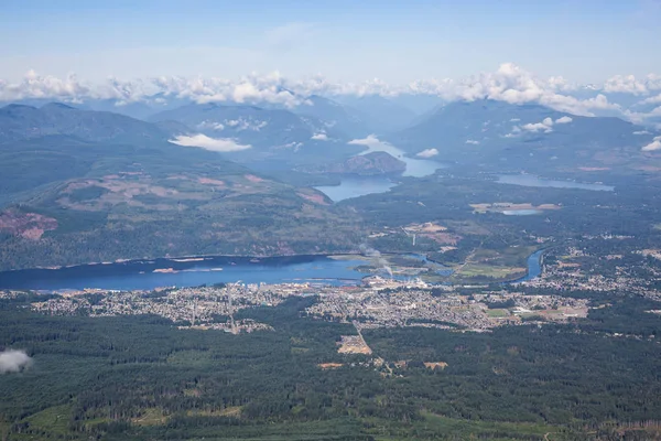 Aerial View Small Town Port Alberni Vancouver Island Sunny Summer — Stock Photo, Image