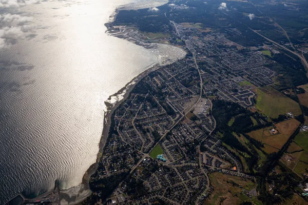 Luchtfoto Van Een Kleine Stad Parksville Vancouver Island Tijdens Een — Stockfoto