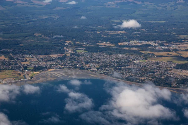 Luchtfoto Van Een Kleine Stad Parksville Vancouver Island Tijdens Een — Stockfoto