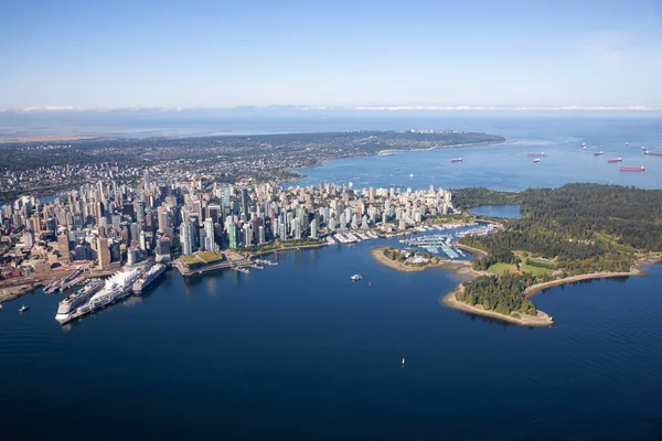 Vista Aérea Downtown City Port Harbour Vancouver Columbia Británica Canadá — Foto de Stock