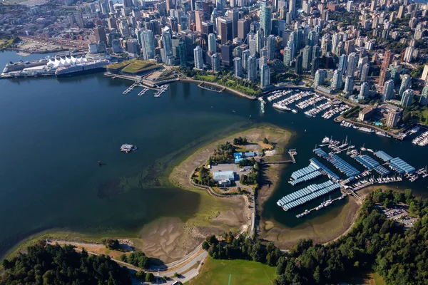 Aerial View Coal Harbour Modern Downtown City Vibrant Sunny Morning — Stock Photo, Image
