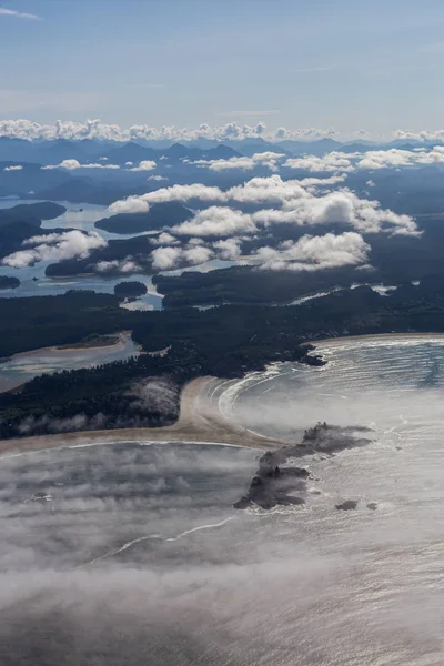 Vue Aérienne Belle Plage Sur Côte Océan Pacifique Par Une — Photo