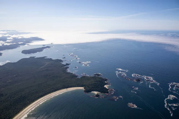 Vista Aérea Una Hermosa Playa Arena Costa Del Océano Pacífico — Foto de Stock