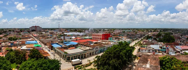 Aerial Panoramautsikt Över Liten Kubansk Stad Ciego Avila Molnig Och — Stockfoto
