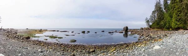 Beautiful Panoramic View Rocky Beach Juan Fuca Trail Misty Summer — Stock Photo, Image