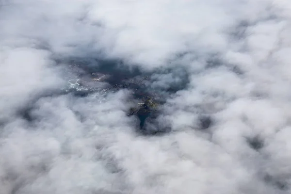 Aerial View Beautiful Rocky Beach Covered Clouds Fog West Pacific — Stock Photo, Image