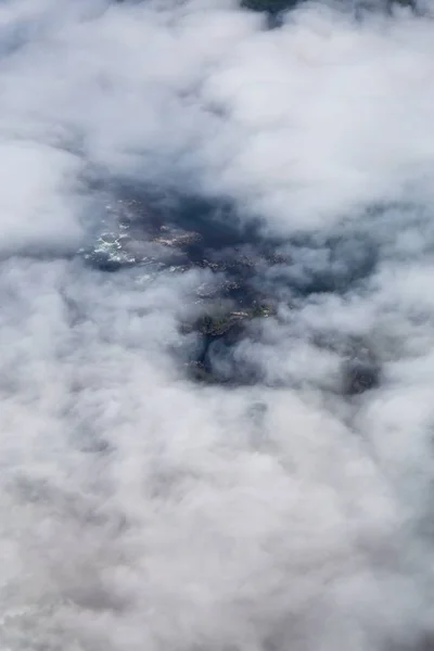 Aerial View Beautiful Rocky Beach Covered Clouds Fog West Pacific — Stock Photo, Image