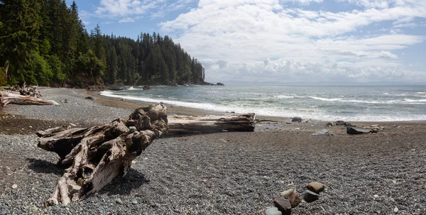 Beautiful Panoramic View Rocky Coast Juan Fuca Trail Sunny Cloudy — Stock Photo, Image