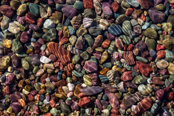 Färgglada Klippor Glaciärsjö Solig Sommardag Taget Lake Mcdonald Glacier National — Stockfoto