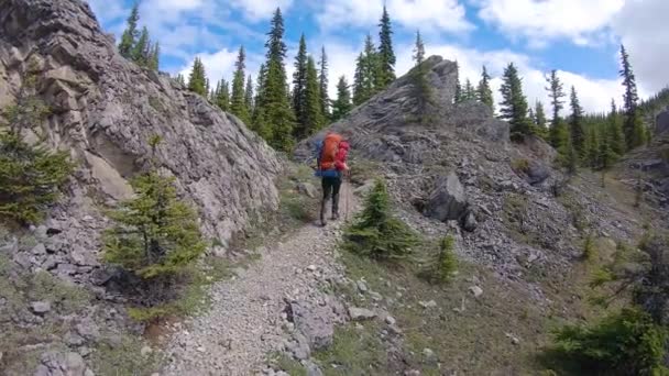 Περιπέτεια Backpacking στο Εικονικό Όρος Assiniboine Provincial Park κοντά Banff — Αρχείο Βίντεο