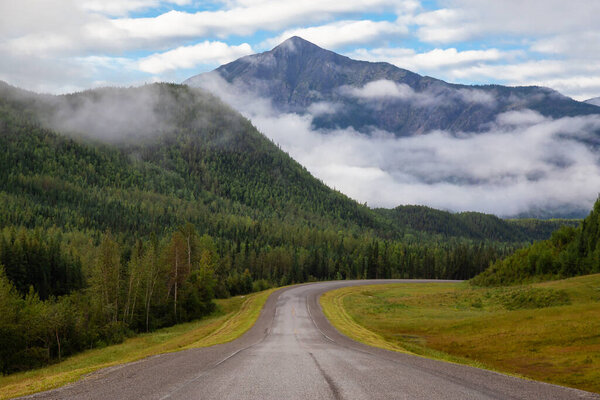 Beautiful View of a scenic road in the Northern Rockies