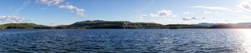 Panoramic View of Twin Lakes during a sunny summer day.