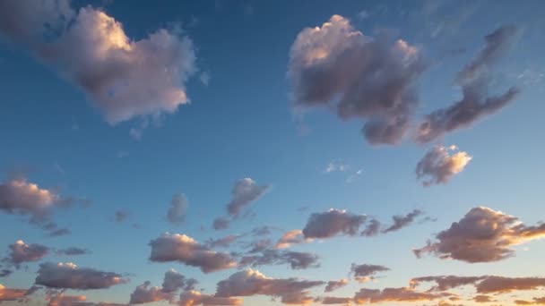 Zaman aşımı. Mavi gökyüzü ile Kabarık Beyaz Bulutların Güzel Manzarası — Stok video