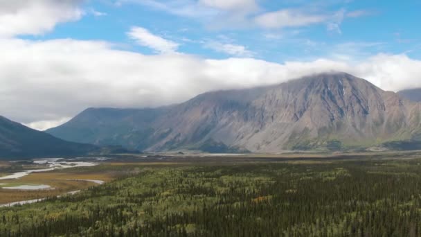 Bella vista sulle montagne rocciose, terra e foresta — Video Stock