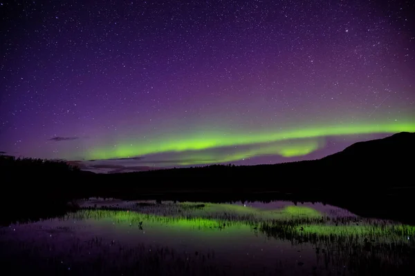 Severní světla, aurora borealis, v kanadské přírodě — Stock fotografie