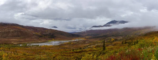 Belle vue panoramique sur la forêt d'automne colorée et les montagnes — Photo
