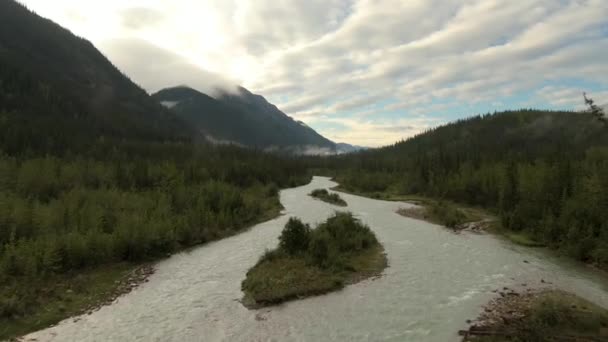 Malerischer Blick auf den sich windenden Glacial River von oben — Stockvideo