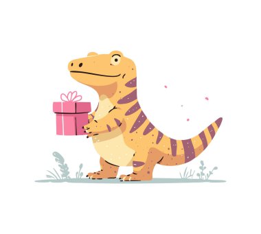 Komodo Dragon Holding A Gift Box