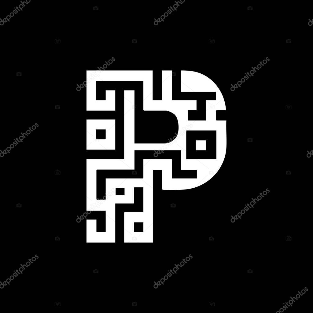 Letter P QR Code Minimalist Logo