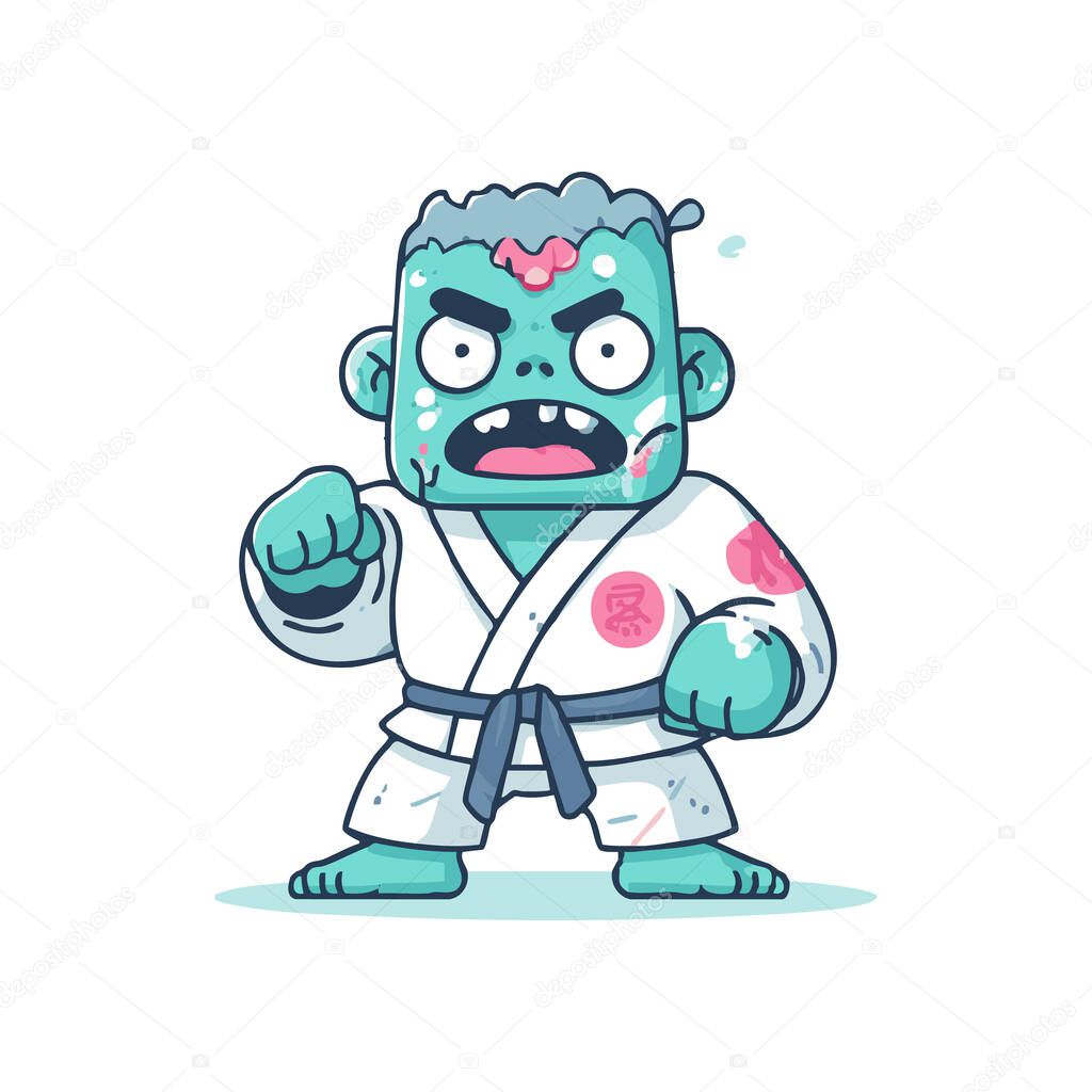 Funny Zombie Judo Fighter Character