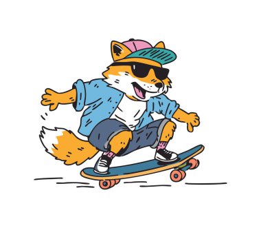 Funny Fox Playing Skateboarding