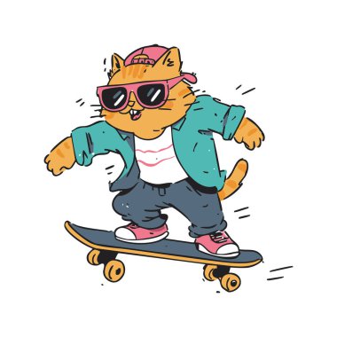 A Cat Playing Skateboarding