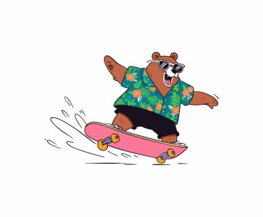 Funny Bear Playing Skateboarding