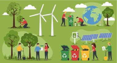 Çevre dostu yaşam tarzı ve sürdürülebilir çevre çizimi