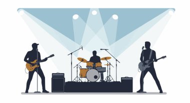 Rock Grubu Canlı Performans Vektörü İllüstrasyonu