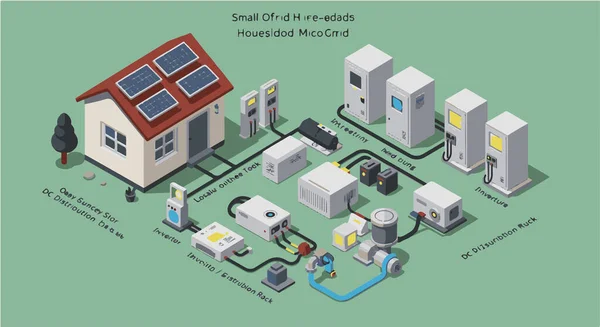Isometric Güneş Enerjisi Evi Mikroşebeke Sistemi